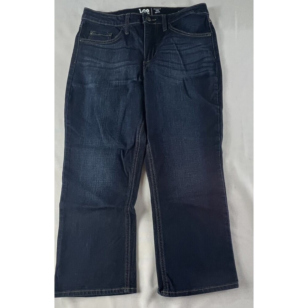 Lee Womens Size 10M Medium Wash Regular Fit Mid Rise Blue Denim Jean Capris